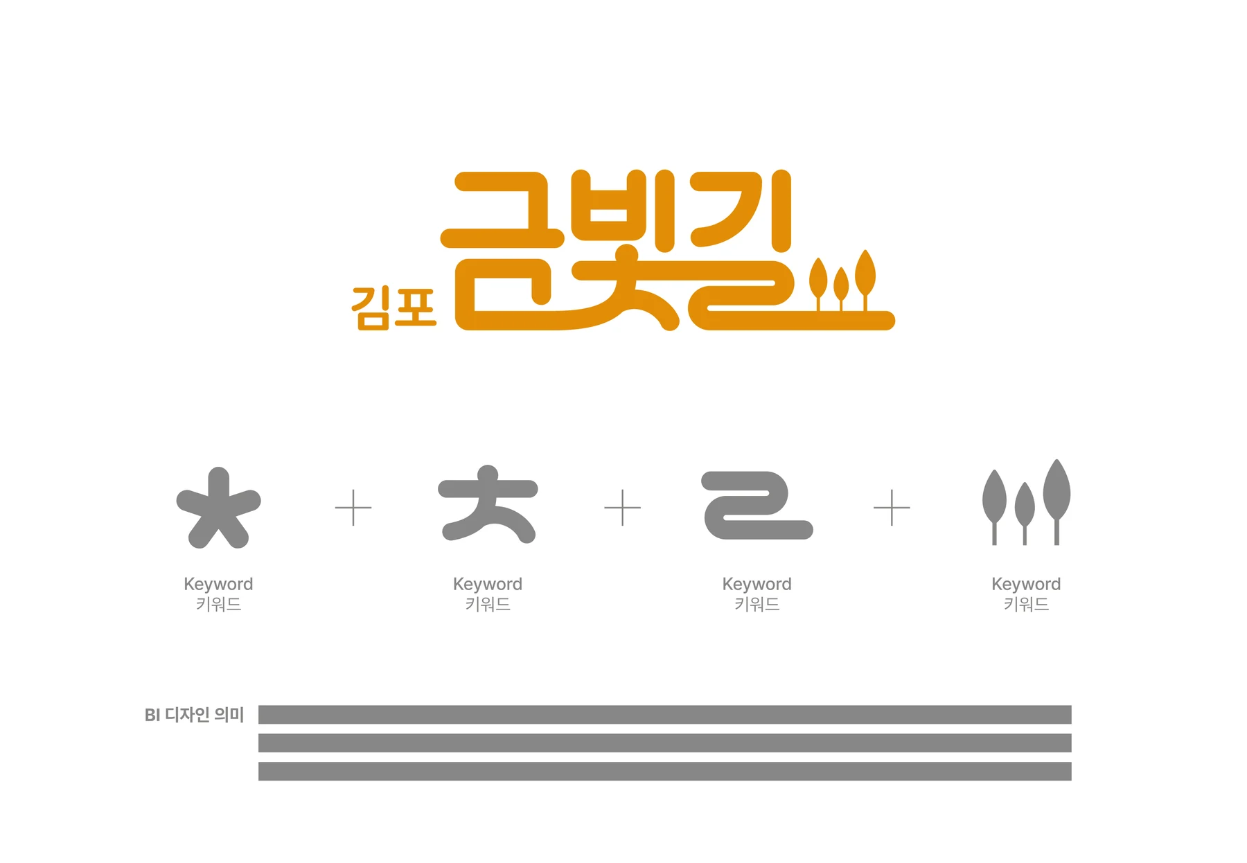 금빛길 로고와 글자의 조형 전개