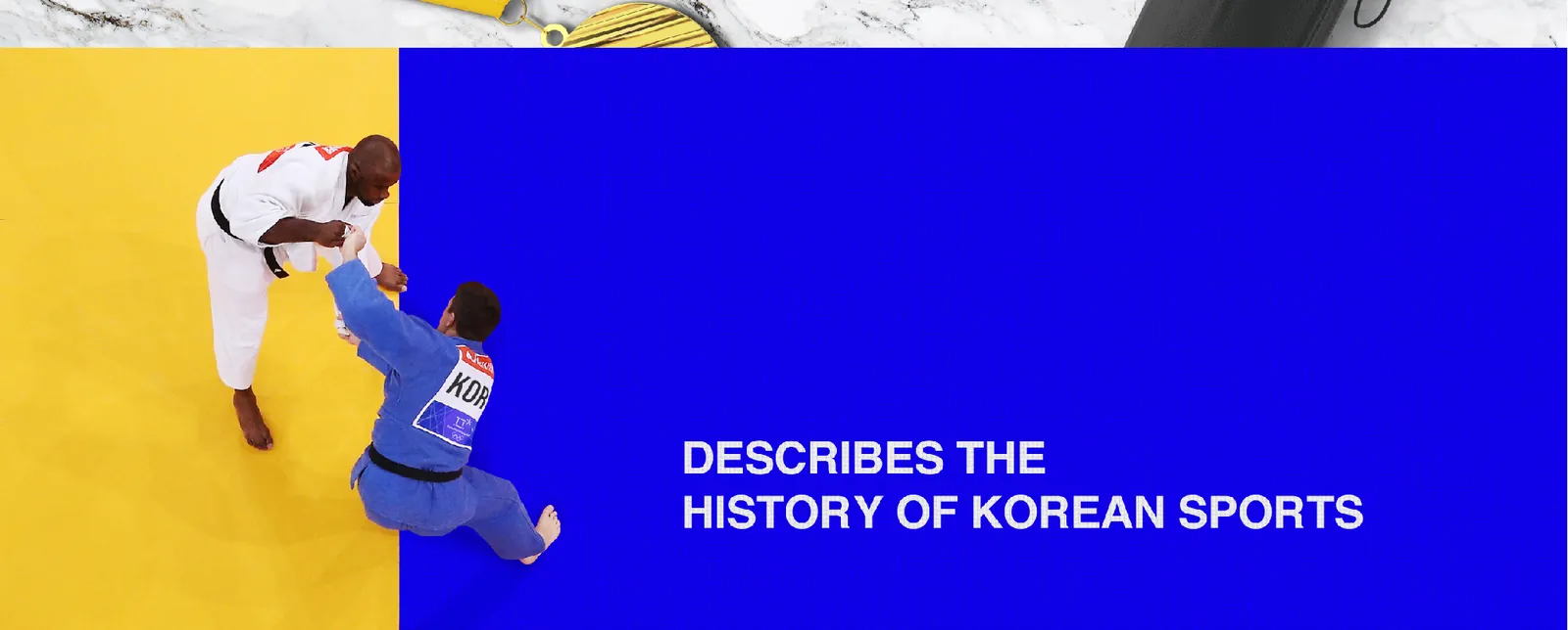 유도 그래픽 'Describes the history of Korean sports' (가로 띠형)