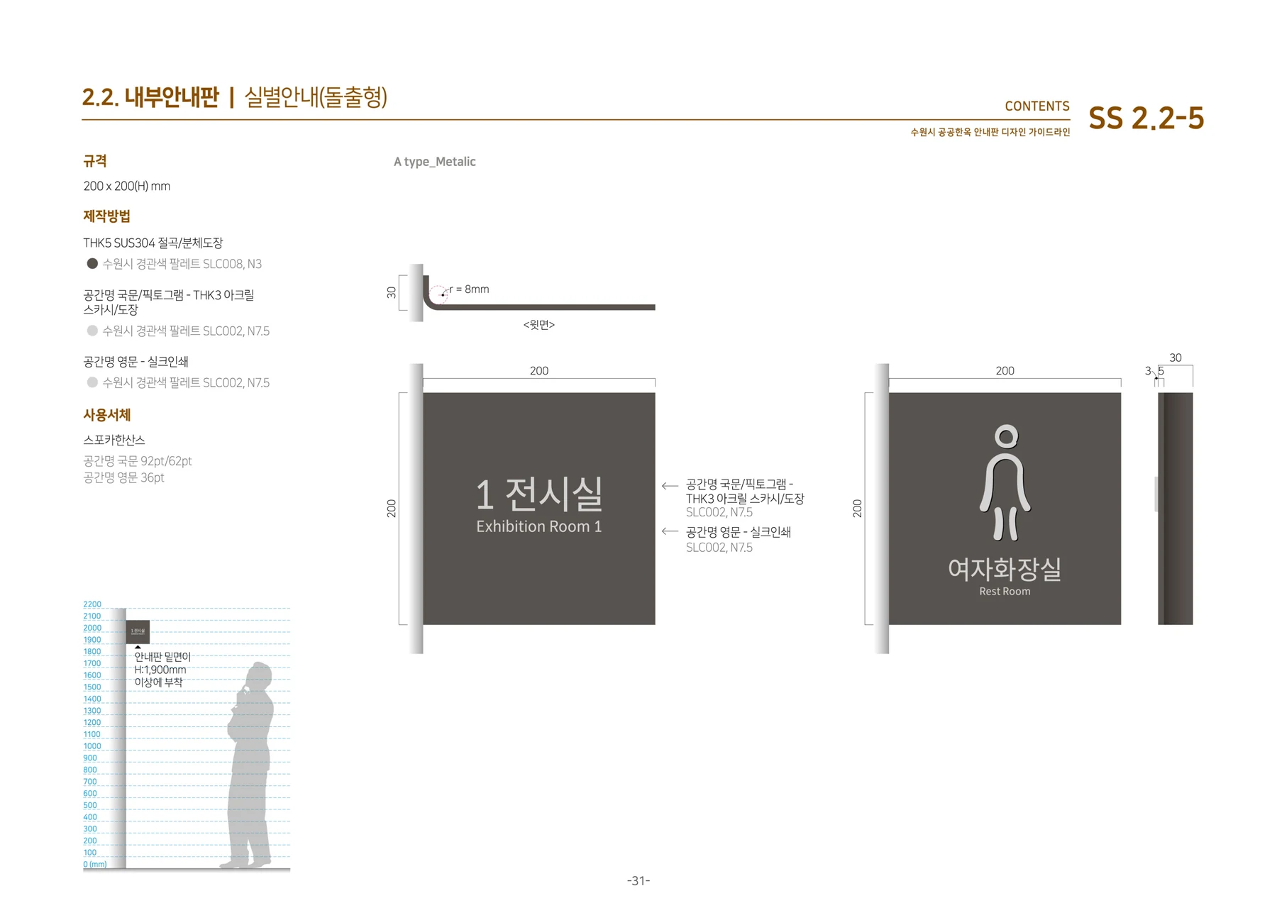 수원한옥 실내 방향 및 공간 안내사인 디자인 가이드